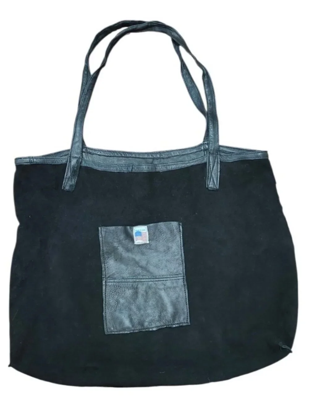 Vintage Orchard M/C Black Leather Oversized Tote Bag Made in USA Carryall